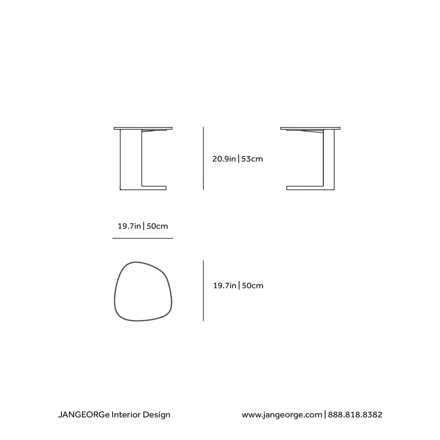 JANGEORGe Interiors & Furniture Poliform Koishi Side Table Diagram