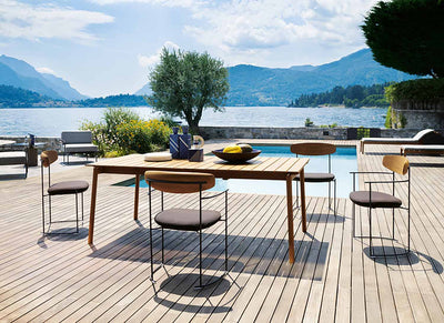 Keel 922/MB, Chair with Upholstered Seat, Lacquered Shell and Solid Ash Wood Backrest - Outdoor Chair
